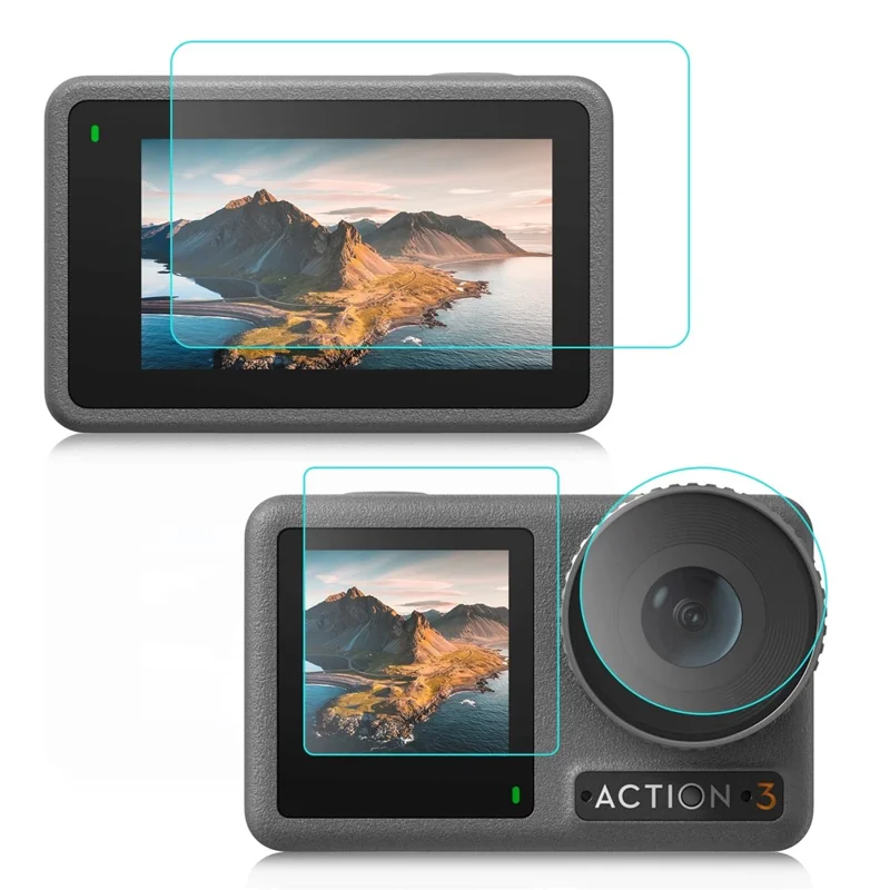 PULUZ PU810 For DJI Osmo Action 3 Screen Protector Set with Lens / Front / Rear Tempered Glass Film Anti-Explosion