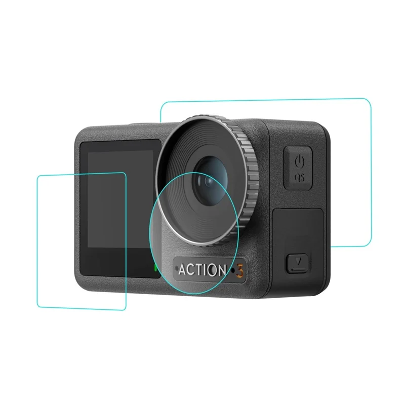 PULUZ PU810 For DJI Osmo Action 3 Screen Protector Set with Lens / Front / Rear Tempered Glass Film Anti-Explosion