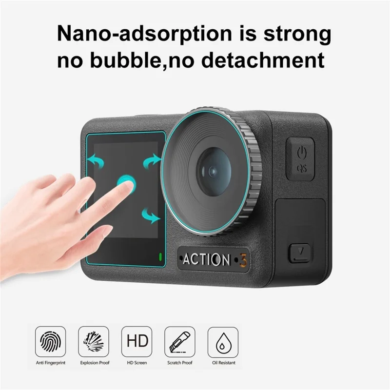PULUZ PU810 For DJI Osmo Action 3 Screen Protector Set with Lens / Front / Rear Tempered Glass Film Anti-Explosion