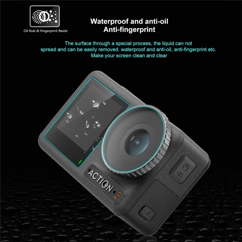 PULUZ PU810 For DJI Osmo Action 3 Screen Protector Set with Lens / Front / Rear Tempered Glass Film Anti-Explosion