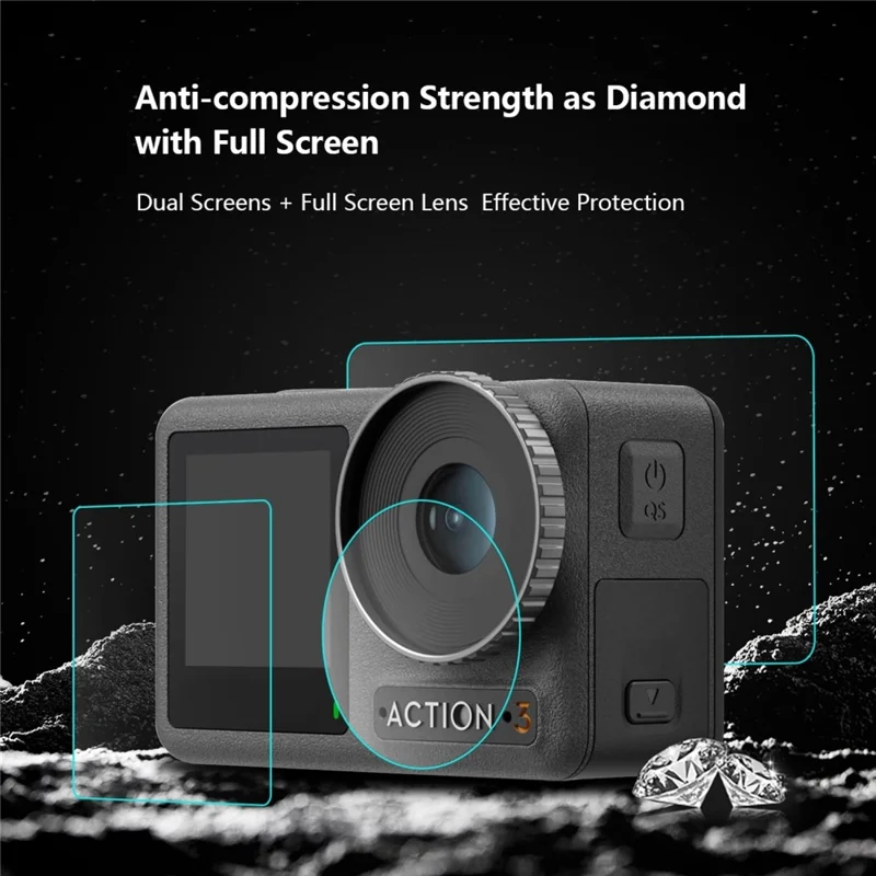 PULUZ PU810 For DJI Osmo Action 3 Screen Protector Set with Lens / Front / Rear Tempered Glass Film Anti-Explosion