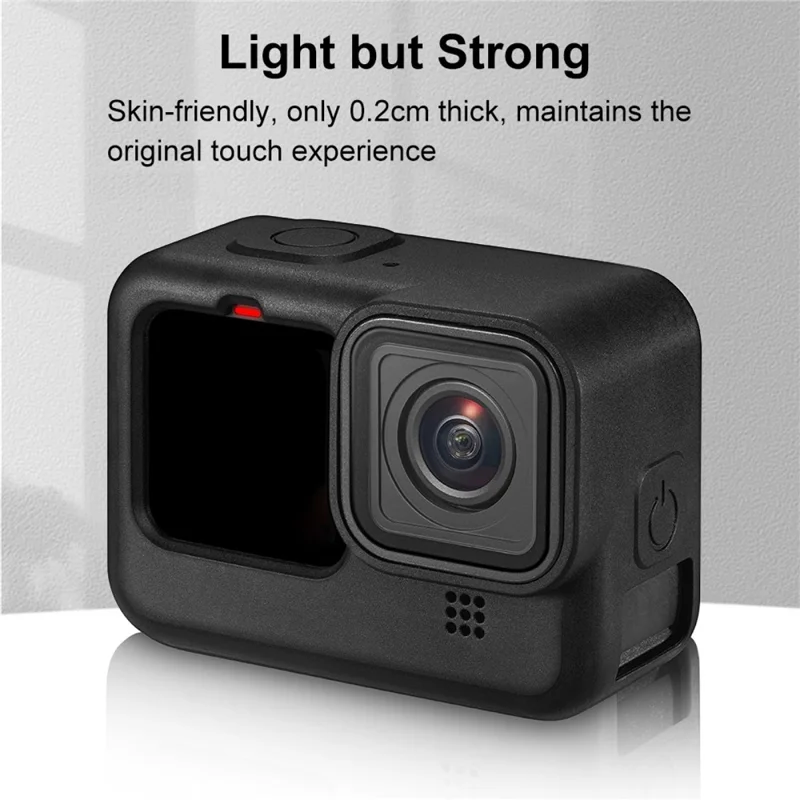 PULUZ PU518 Silicone Case for GoPro Hero 11 Black / 10 Black / 9 Black Camera Protective Cover + Lens Cap - Black