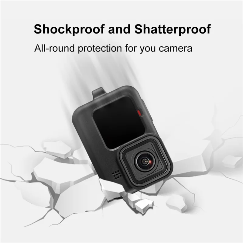 PULUZ PU518 Silicone Case for GoPro Hero 11 Black / 10 Black / 9 Black Camera Protective Cover + Lens Cap - Black