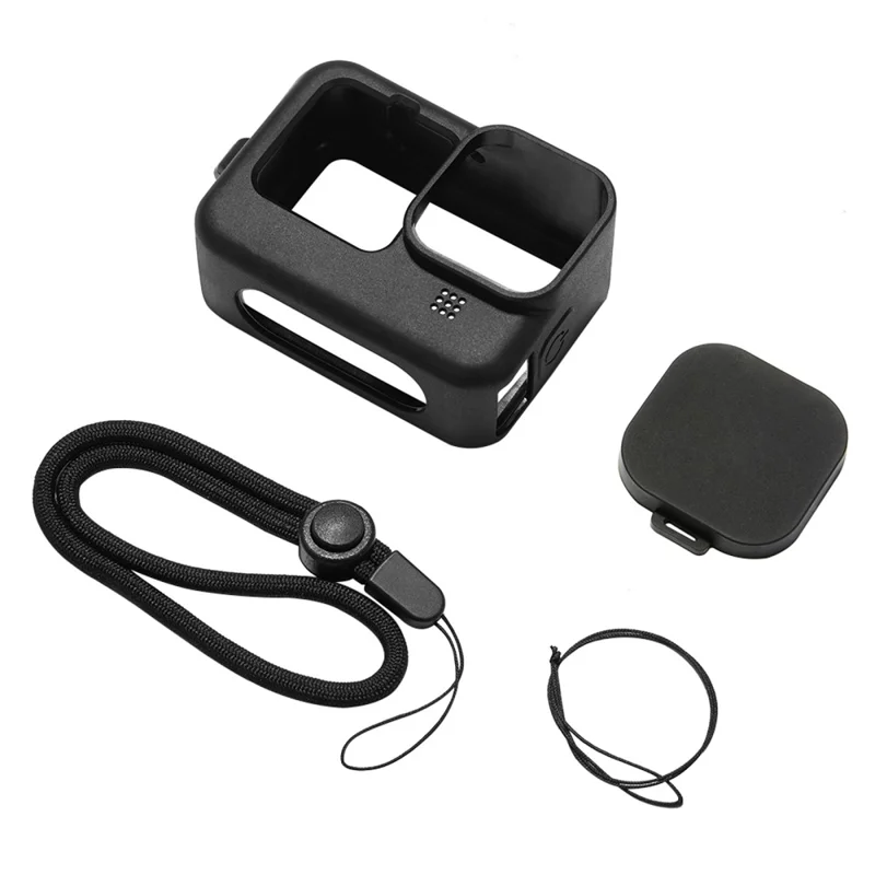 PULUZ PU518 Silicone Case for GoPro Hero 11 Black / 10 Black / 9 Black Camera Protective Cover + Lens Cap - Black