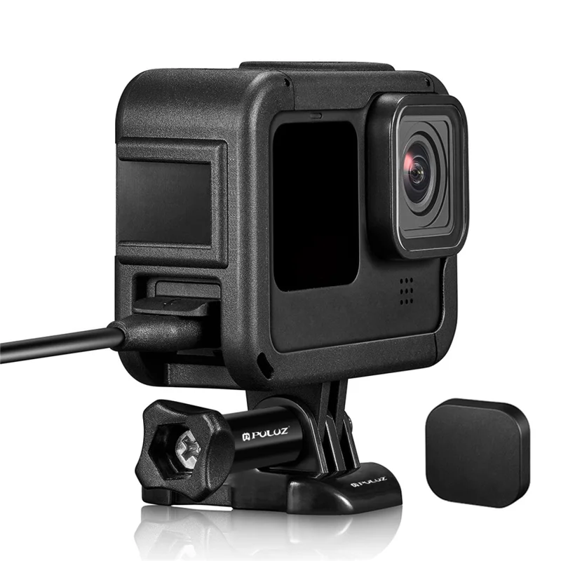 PULUZ PU582B PA Frame for GoPro Hero 11 Black / 10 Black / 9 Black Camera Cage with Cold Shoe Interface and Charging Opening