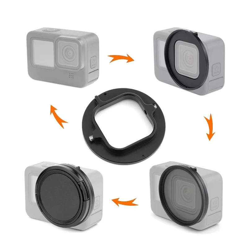مرشح حماية من الأشعة فوق البنفسجية PULUZ PU528 بحجم 52 مم لعدسة كاميرا GoPro Hero 11 Black / 10 Black / 9 Black مع حلقة محول