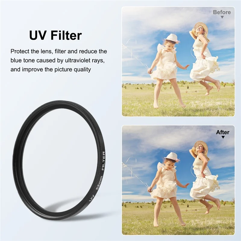 PULUZ PU596B 52mm CPL UV Filter for GoPro Hero 11 Black / 10 Black / 9 Black Camera Lens Filter with Adapter Ring