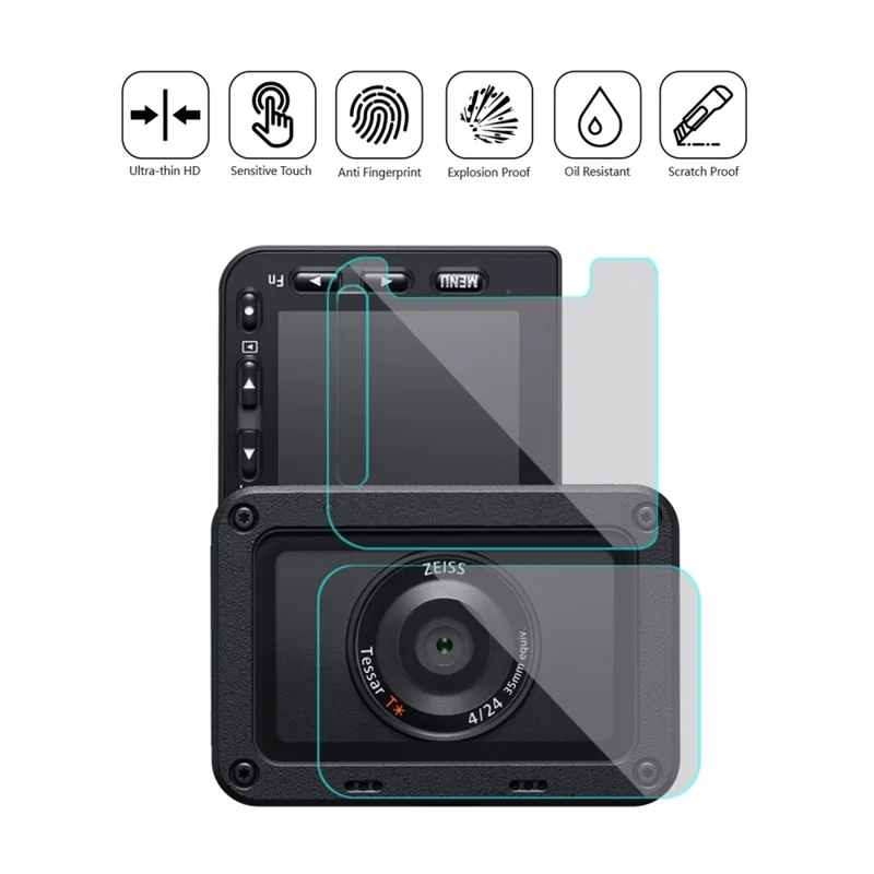 PULUZ PU406 For Sony RX0 II / RX0 Camera Front Lens Rear Display Screen Protector HD Anti Fingerprint AF Protection Film