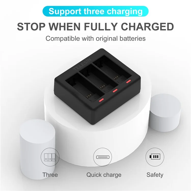 TELESIN AT1103 Triple Channel Battery Charger para GoPro HERO 9 Black Battery Charger