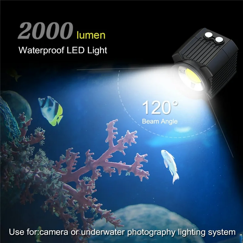 PULUZ PU563B For GoPro Series Action Camera 60m Underwater Video Lamp Waterproof LED Fill Light (7.4V / 1100mAh Battery)