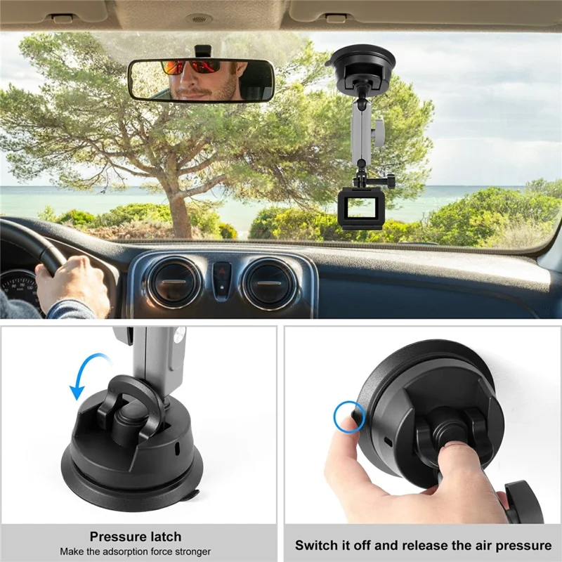 PULUZ PU863 Suporte Universal de Ventosa para Carro com Cabeça Giratória de 360 Graus para Câmera e Celular