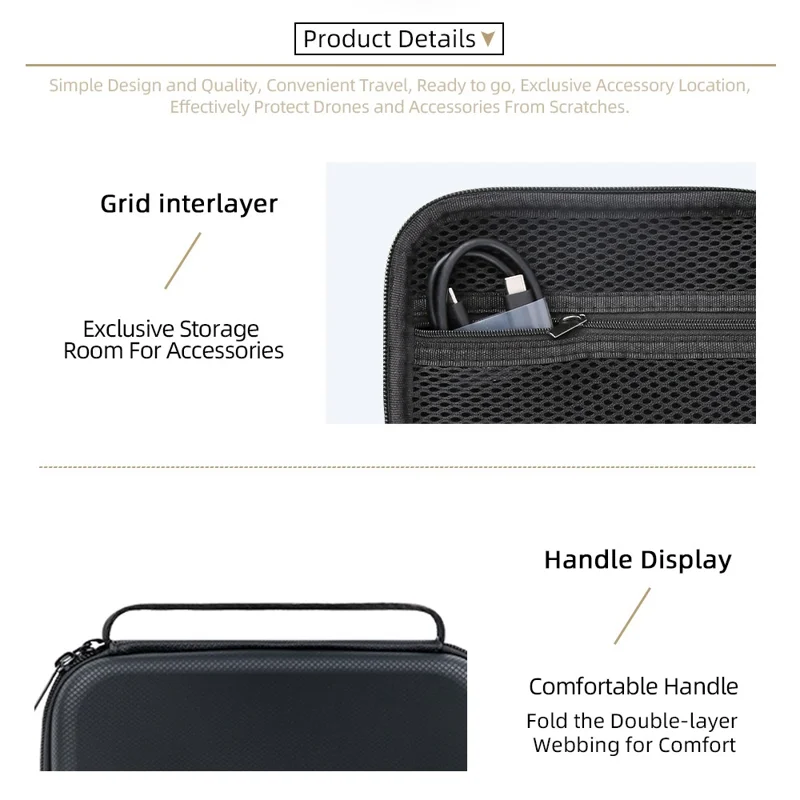 For DJI Osmo 360 Panoramic Camera Storage Case PU Leather Handbag Carrying Bag - Black