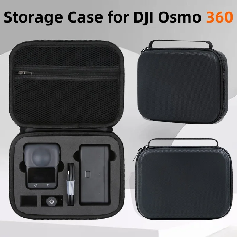 For DJI Osmo 360 Panoramic Camera Storage Case PU Leather Handbag Carrying Bag - Black
