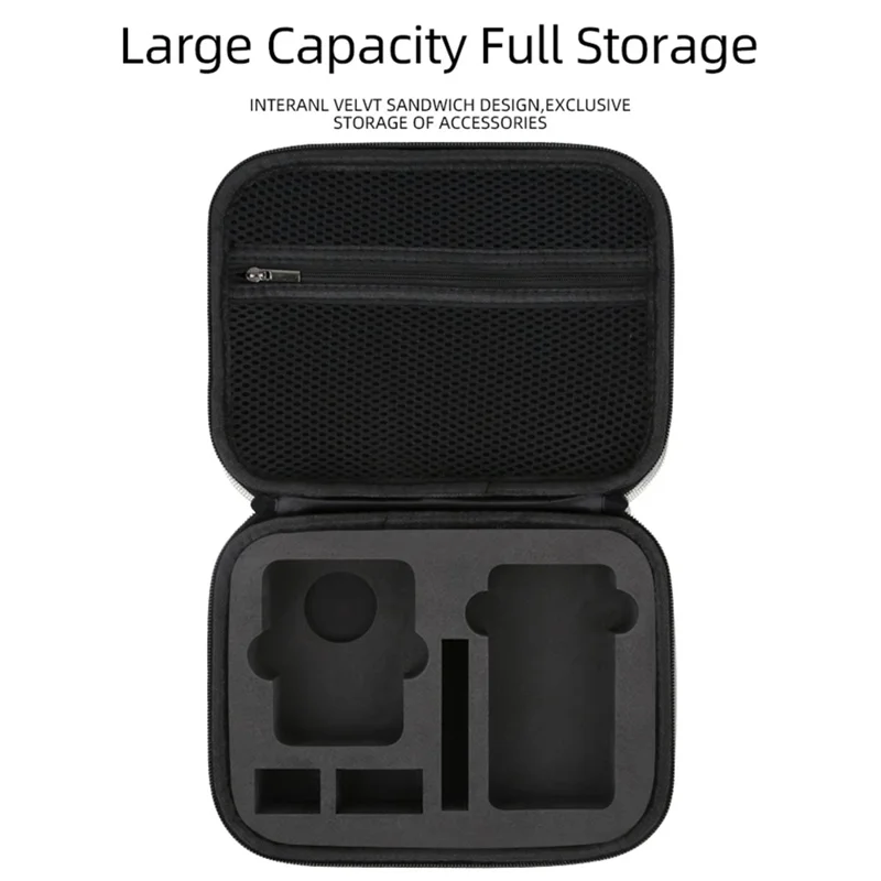 For DJI Osmo 360 Panoramic Camera Storage Case PU Leather Handbag Carrying Bag - Black