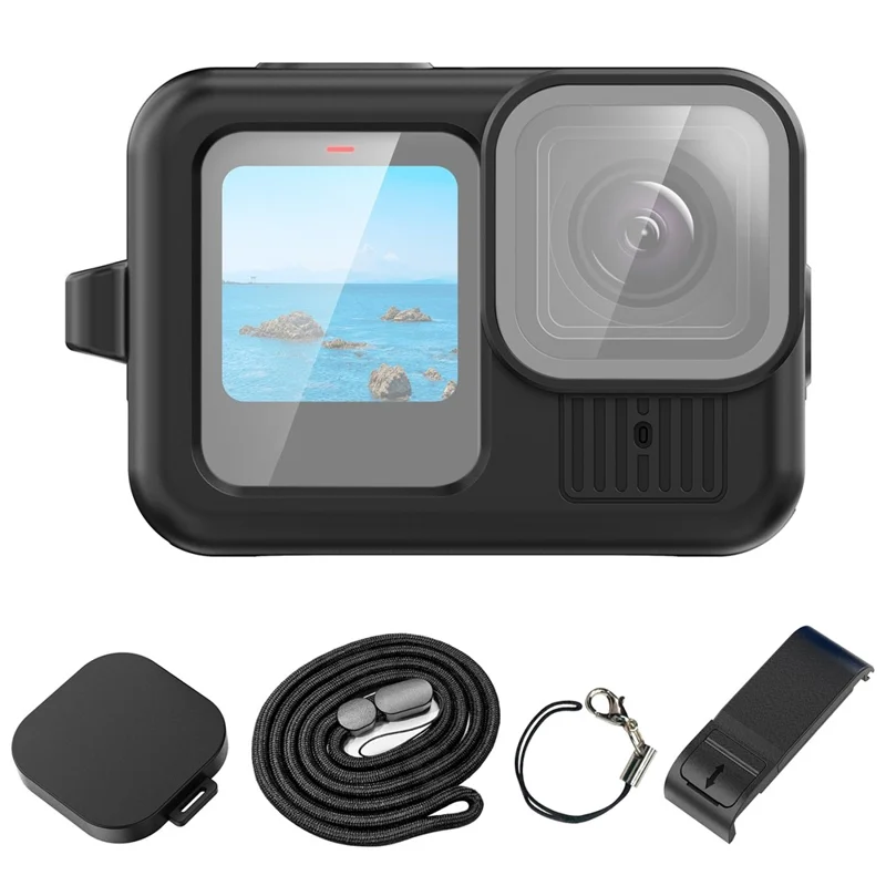 PULUZ PU949B For GoPro HERO13 Black Silicone Protective Case Charging Side Cover Set with Hand Strap and Lens Cap