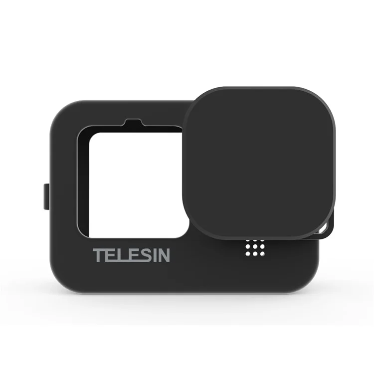 TELESIN GP-HER-041-BK Funda Protectora de Silicona con Tapa de Silicona para GoPro HERO9 Black - Negro