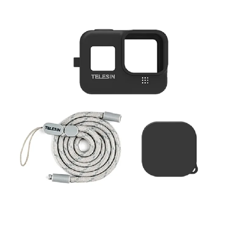 TELESIN GP-HER-041-BK Funda Protectora de Silicona con Tapa de Silicona para GoPro HERO9 Black - Negro