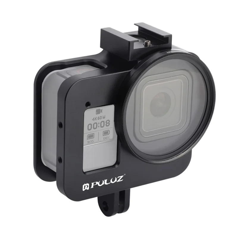 PULUZ PU449B For GoPro HERO8 Black Metal Housing Heat Dissipation Protective Cage with UV Lens Filter