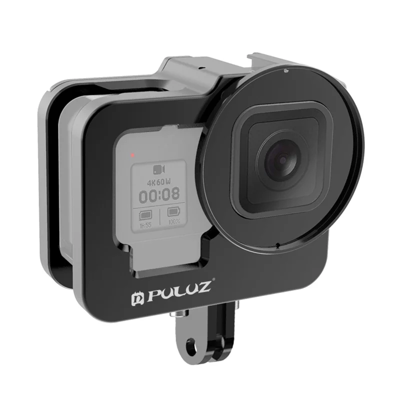 PULUZ PU508B For GoPro Hero 11 Black / 10 Black / 9 Black Metal Protective Camera Cage with UV Lens Filter