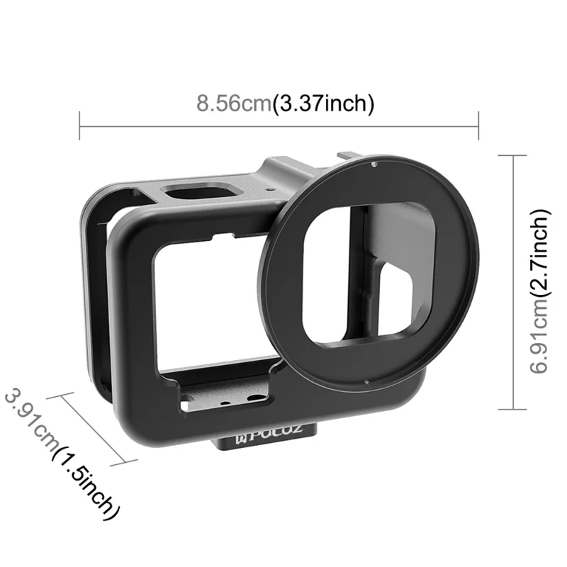 PULUZ PU509B For GoPro HERO11 Black  /  HERO10 Black  /  HERO9 Black Metal Protective Cage with Insurance Frame and 52mm UV Lens