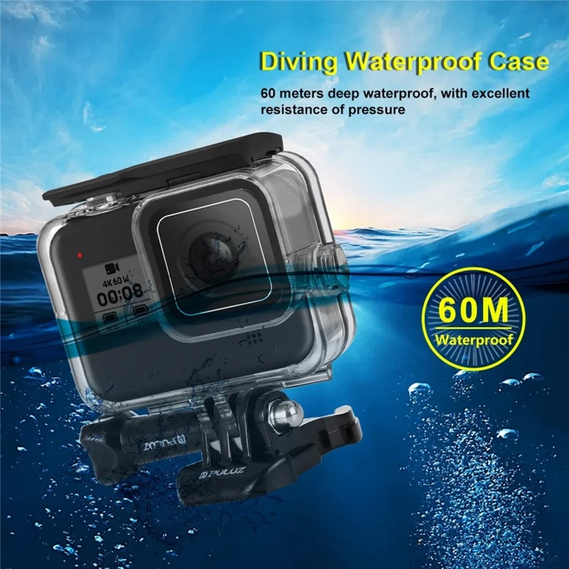 PULUZ PU353 For GoPro HERO8 Black Underwater Housing Waterproof Case 60M Diving Protective Shell