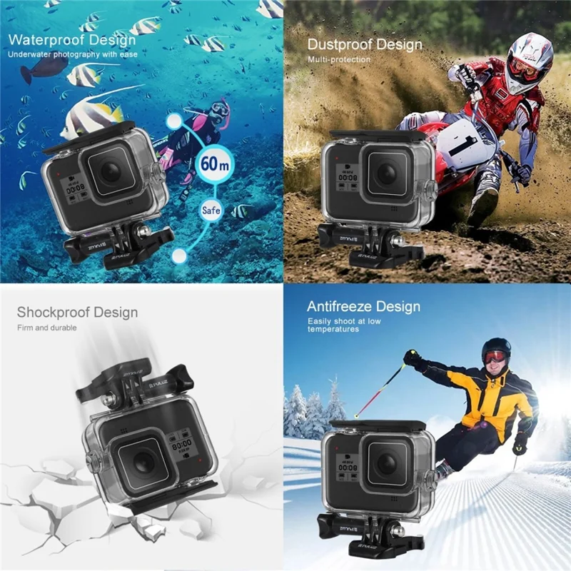 PULUZ PU353 For GoPro HERO8 Black Underwater Housing Waterproof Case 60M Diving Protective Shell