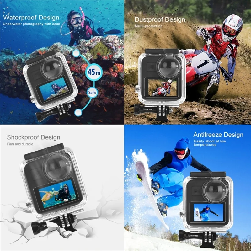 PULUZ PU466 For GoPro MAX Waterproof Case Panoramic Action Camera Protective Shell 45M Underwater