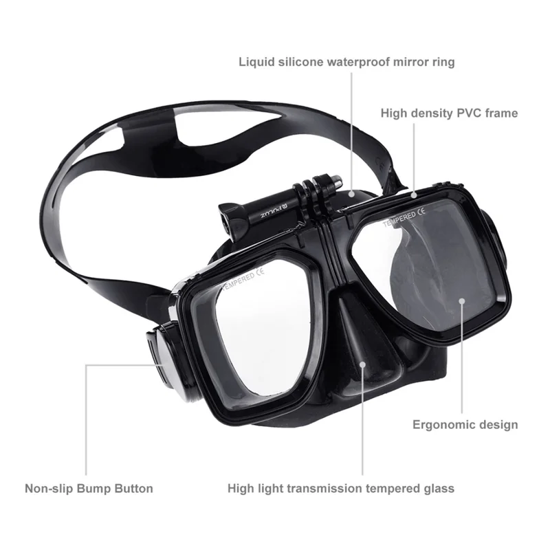 PULUZ PU401 Diving Goggles for GoPro Hero Series / Insta360 One R / DJI Osmo Action Camera Mount Anti Fog Glasses