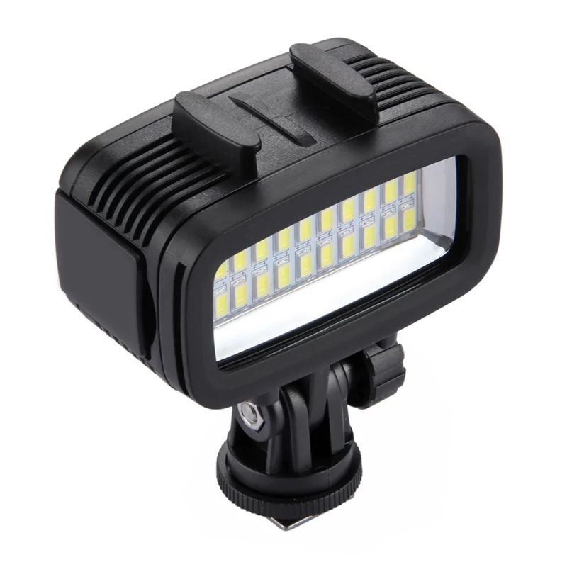 PULUZ PU222 For GoPro LED Video Light IPX8 40m Waterproof 20 LEDs Hot Shoe Mount Fill Light with 2 Color Filters