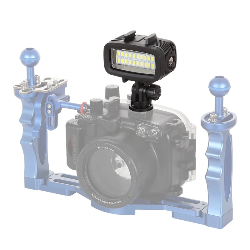 PULUZ PU222 For GoPro LED Video Light IPX8 40m Waterproof 20 LEDs Hot Shoe Mount Fill Light with 2 Color Filters