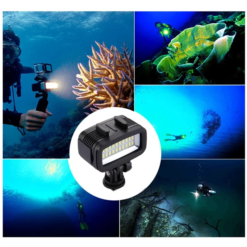 PULUZ PU222 For GoPro LED Video Light IPX8 40m Waterproof 20 LEDs Hot Shoe Mount Fill Light with 2 Color Filters