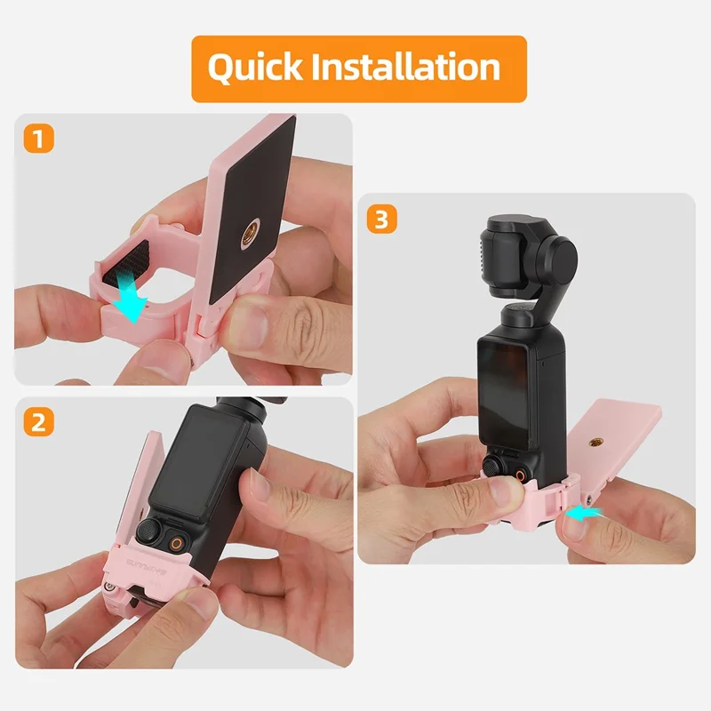 SUNNYLIFE 761V3 Pour DJI Osmo Pocket 3 Adaptateur de Montage Magnétique Multi-Interfaces - Rose
