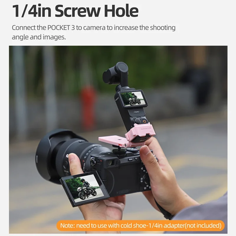 SUNNYLIFE 761V3 Pour DJI Osmo Pocket 3 Adaptateur de Montage Magnétique Multi-Interfaces - Rose