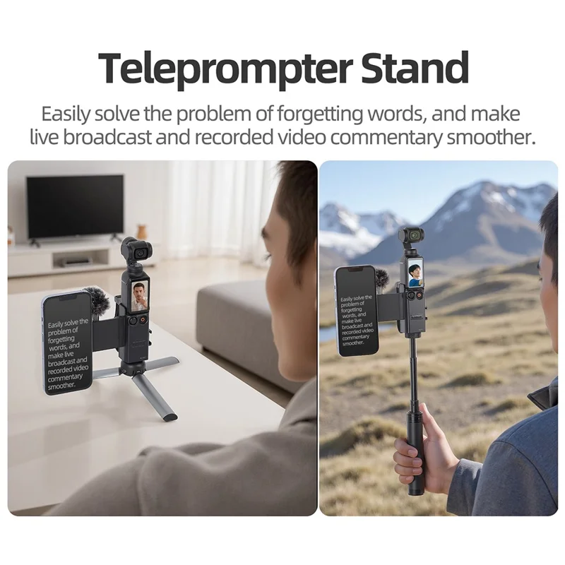 SUNNYLIFE OP3-MJ991 Suporte de Banda Manual Magnética para DJI Osmo Pocket 3 - Adaptador de Extensão para Teleprompter de Celular