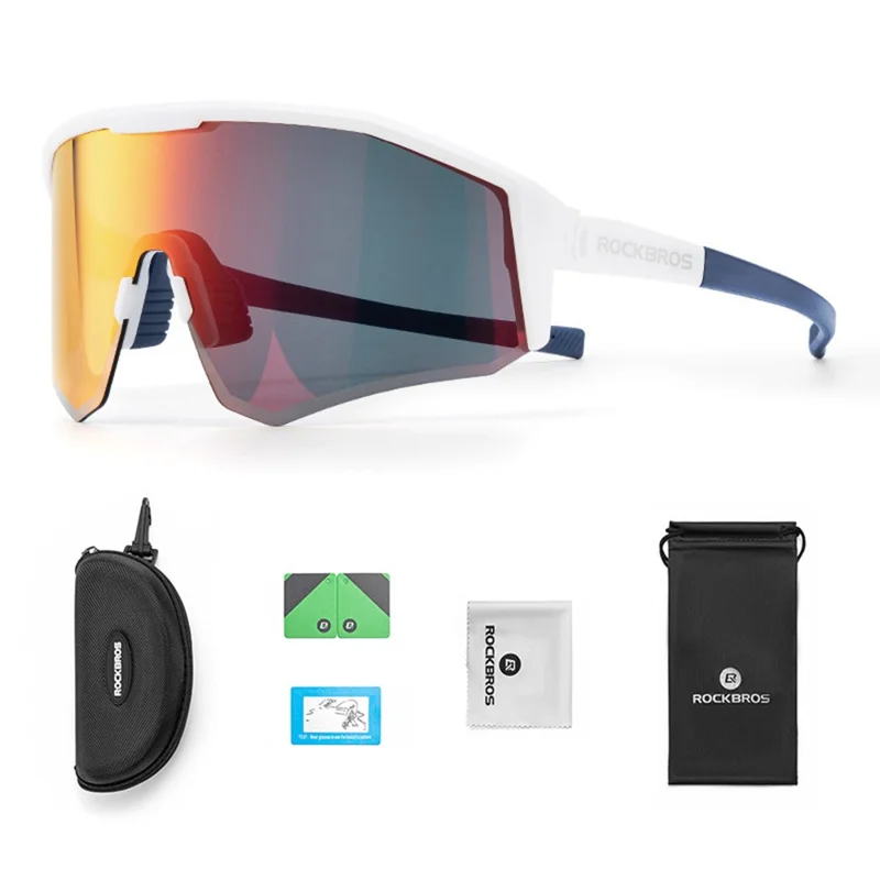 ROCKBROS 14130001 SP297 Cycling Glasses UV400 Protection Polarized Sunglasses Outdoor Sports Eyewear - White Frame