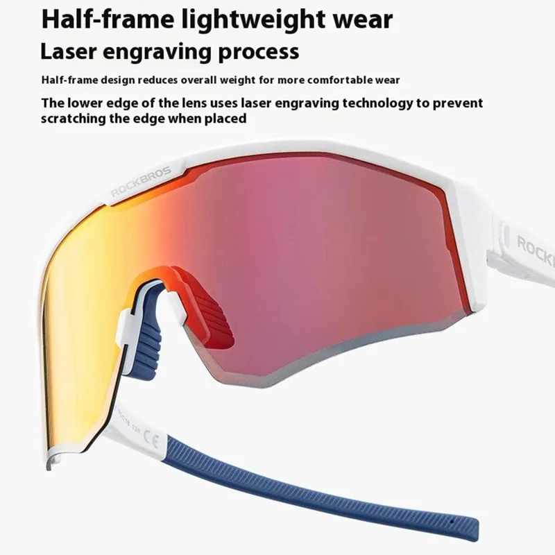 ROCKBROS 14130001 SP297 Cycling Glasses UV400 Protection Polarized Sunglasses Outdoor Sports Eyewear - White Frame
