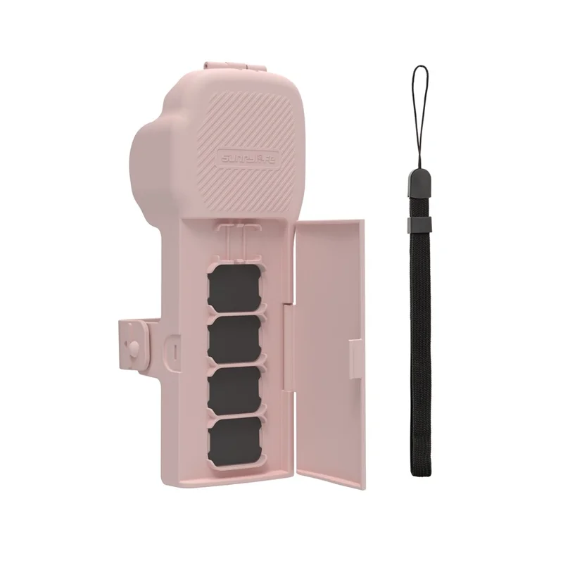 SUNNYLIFE OP3-K019 Étui de rangement magnétique pour filtre de caméra DJI Osmo Pocket 3 avec dragonne - Rose