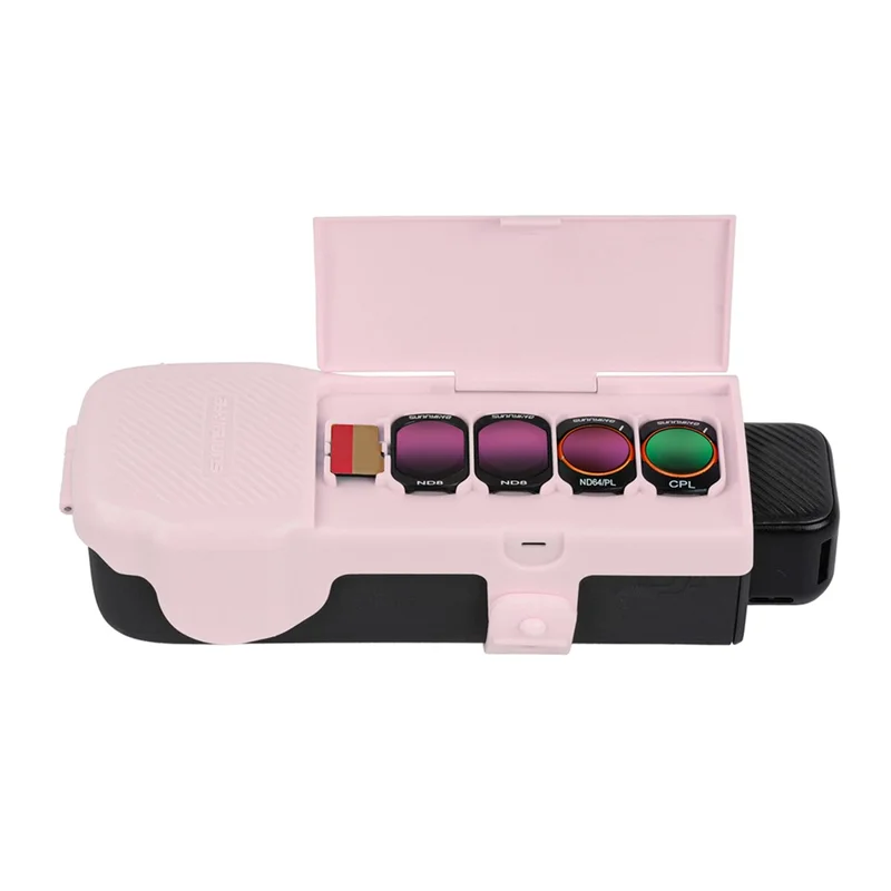 SUNNYLIFE OP3-K019 Étui de rangement magnétique pour filtre de caméra DJI Osmo Pocket 3 avec dragonne - Rose