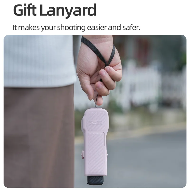 SUNNYLIFE OP3-K019 Étui de rangement magnétique pour filtre de caméra DJI Osmo Pocket 3 avec dragonne - Rose