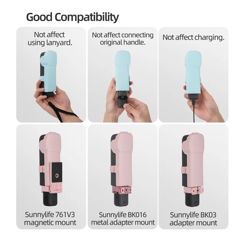 SUNNYLIFE OP3-K019 Étui de rangement magnétique pour filtre de caméra DJI Osmo Pocket 3 avec dragonne - Rose