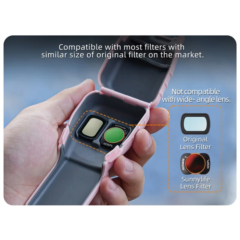 SUNNYLIFE Para DJI Osmo Pocket 3 Funda Protectora de Pantalla y Objetivo con Ranura de Almacenamiento Magnética para Filtros de Objetivo - Negro