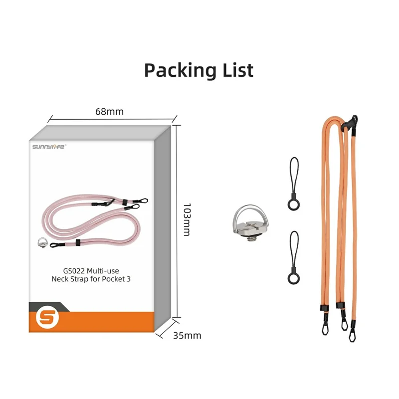 SUNNYLIFE OP3-GS022 For DJI Osmo Pocket 3 Multifunction Crossbody Lanyard Detachable Hand Strap - Orange