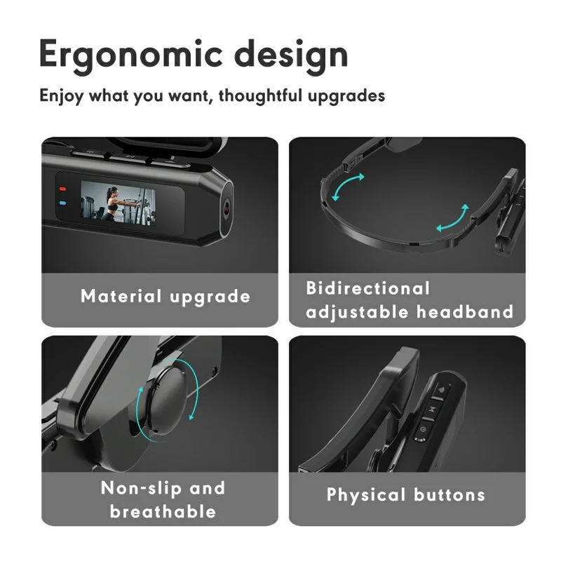 S111 First Person View Draagbare Camera 0,96 Inch IPS-scherm 2,7K Ultra HD Videorecorder met WiFi App-bediening - Zwart