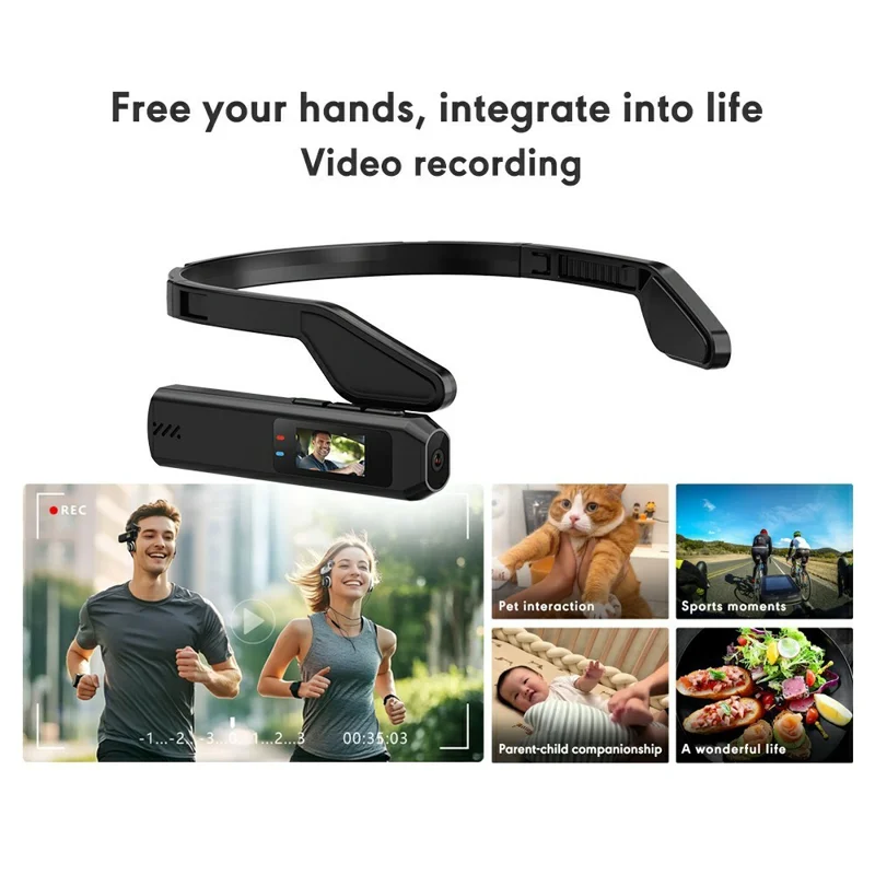 S111 First Person View Draagbare Camera 0,96 Inch IPS-scherm 2,7K Ultra HD Videorecorder met WiFi App-bediening - Zwart