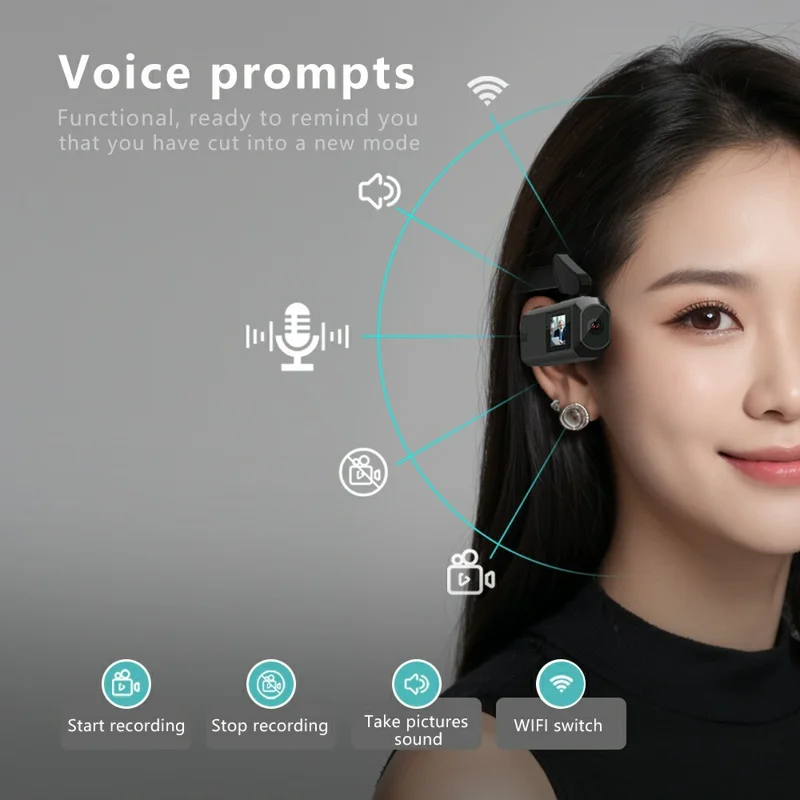 S111 Head-Mounted Video Camera 2.7K Ultra HD Wearable Camera 110° Wide Angle Lens Camcorder - White