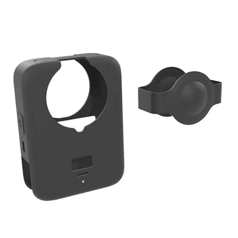 For DJI Osmo 360 Action Camera Silicone Case with Lens Cap Shockproof Protective Sleeve Cover - Black