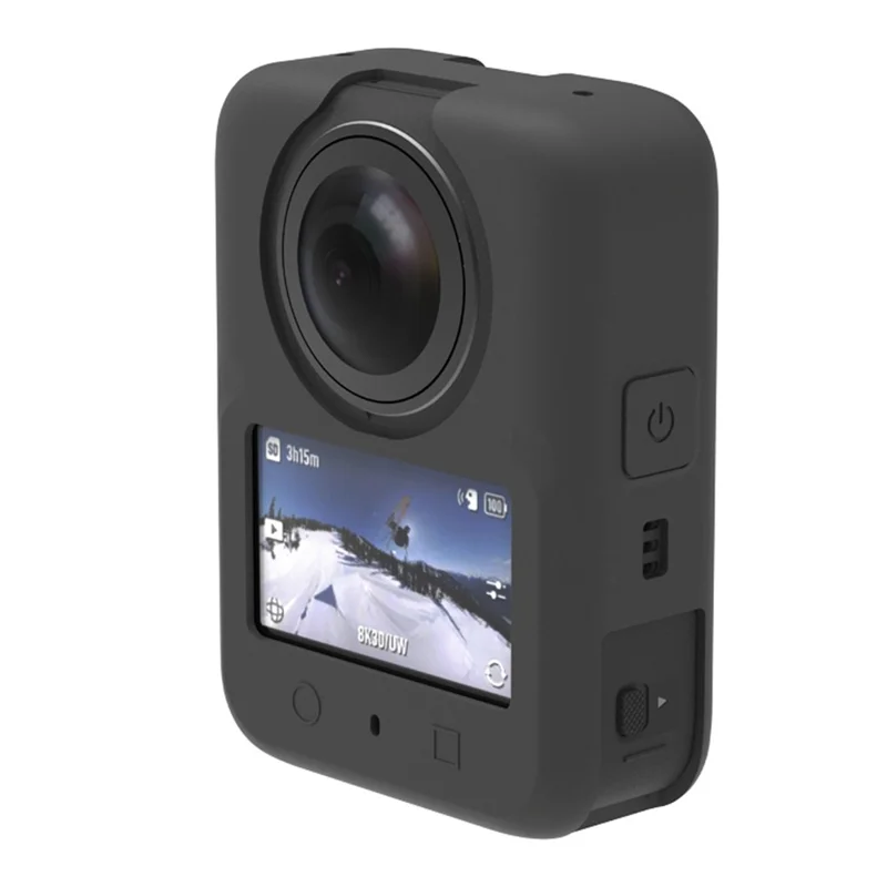 For DJI Osmo 360 Action Camera Silicone Case with Lens Cap Shockproof Protective Sleeve Cover - Black