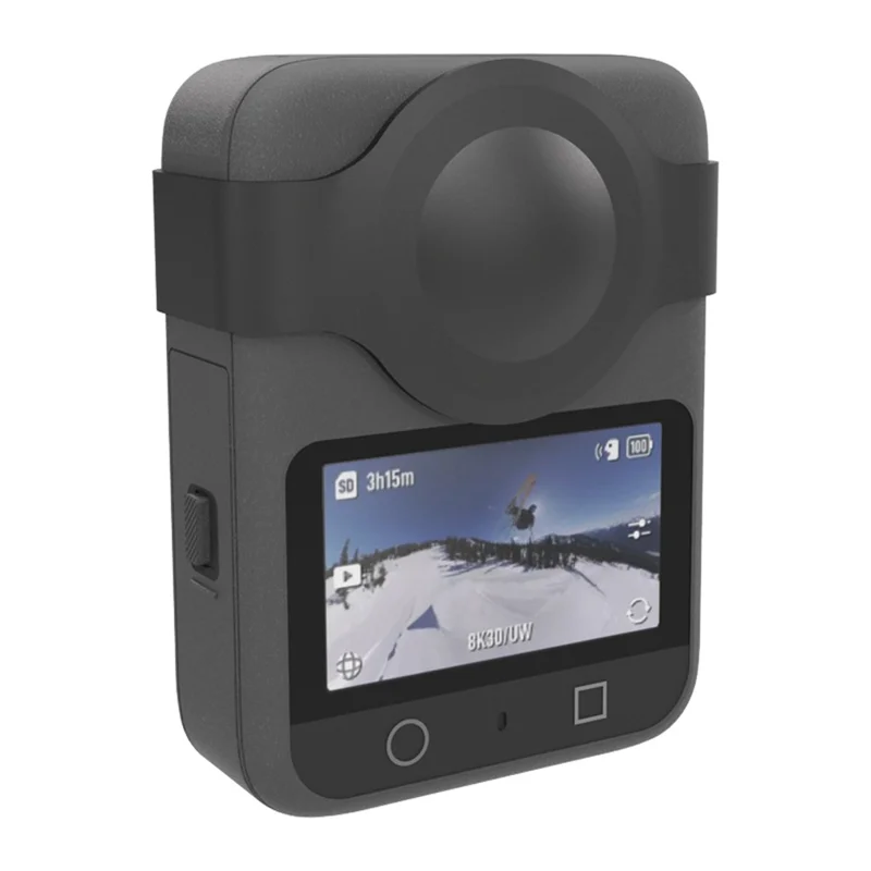 For DJI Osmo 360 Action Camera Silicone Case with Lens Cap Shockproof Protective Sleeve Cover - Black
