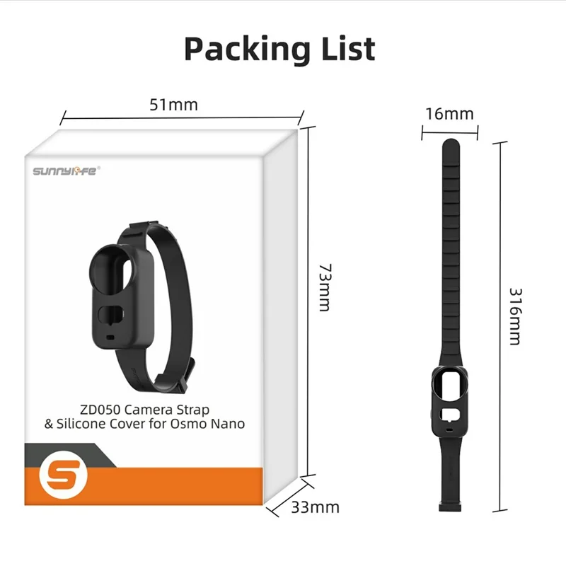 SUNNYLIFE ON-ZD050 Silicone Case for DJI Osmo Nano Action Camera Integrated Wristband Cover Multi-Functional Camera Accessory