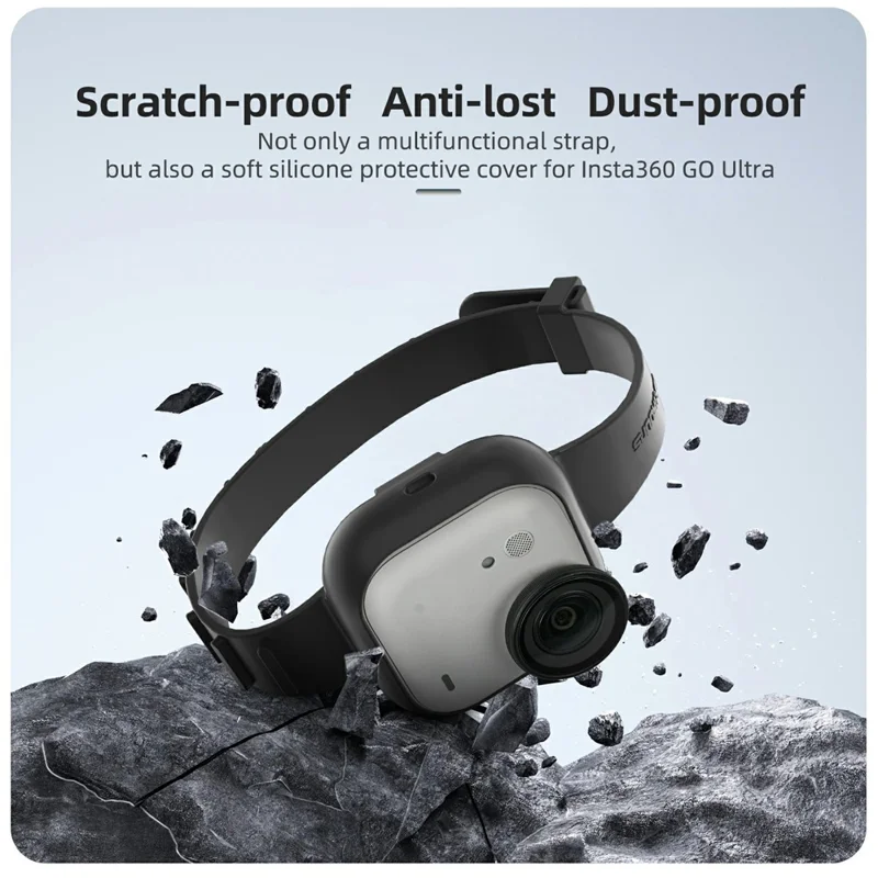 SUNNYLIFE GU-ZD043 For Insta360 Go Ultra Silicone Case Wristband Cover Multi-Functional Camera Accessory - Black